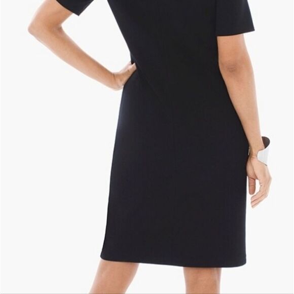 Chicos Black Shortsleeve Soild Lace up Dress - Picture 4 of 15